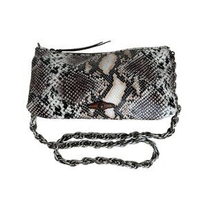Elliott Lucca Faux Snakeskin Clutch Crossbody Bag With Chain Strap